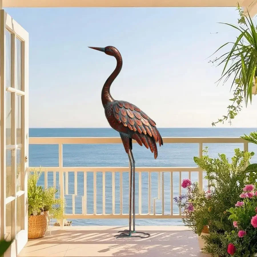 Outdoor Garden Crane Statues and Sculptures Metal Yard Art Statue for Garden Decoration Large Size