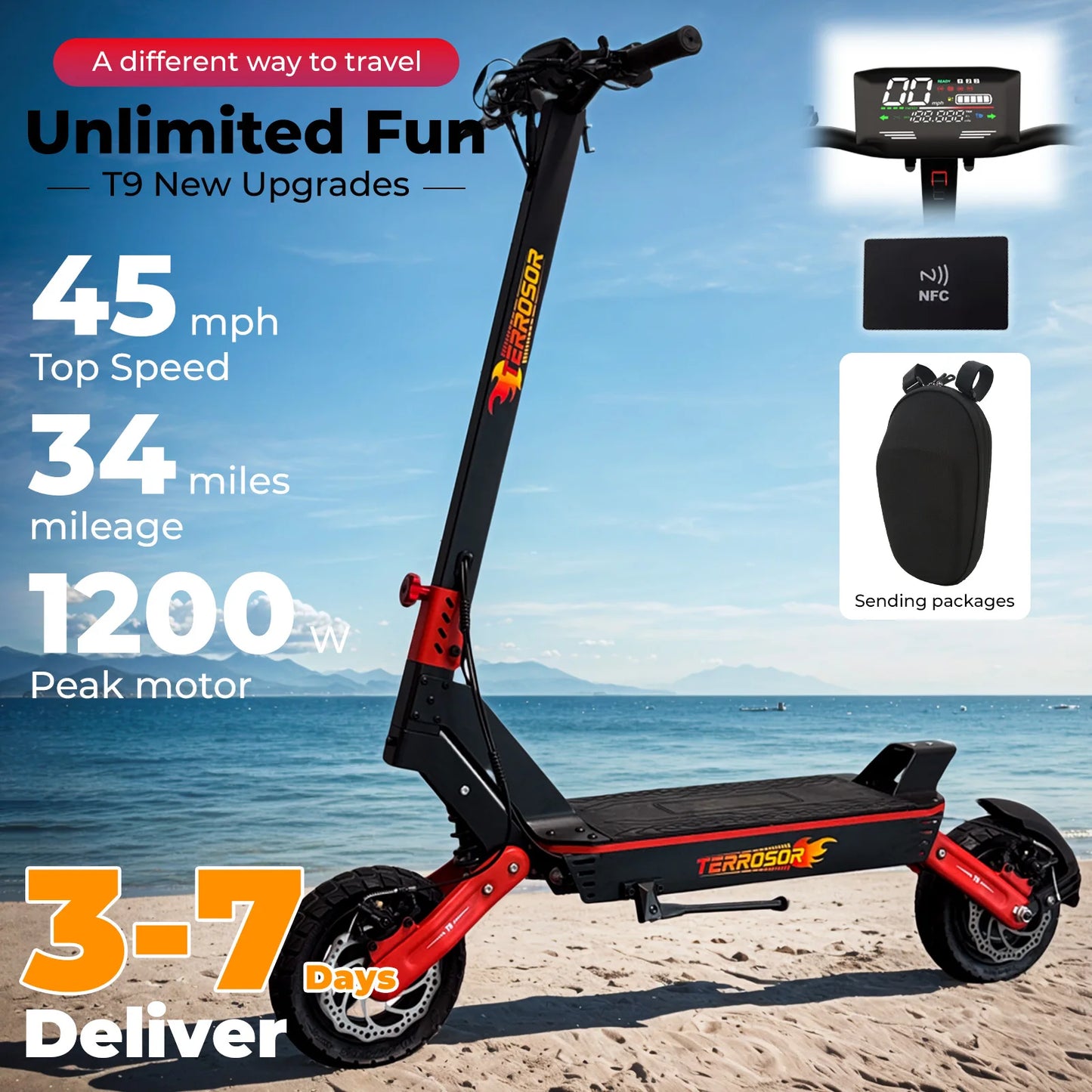 LELEKUAIC Electric Scooter For Adults T9 1001-2000W