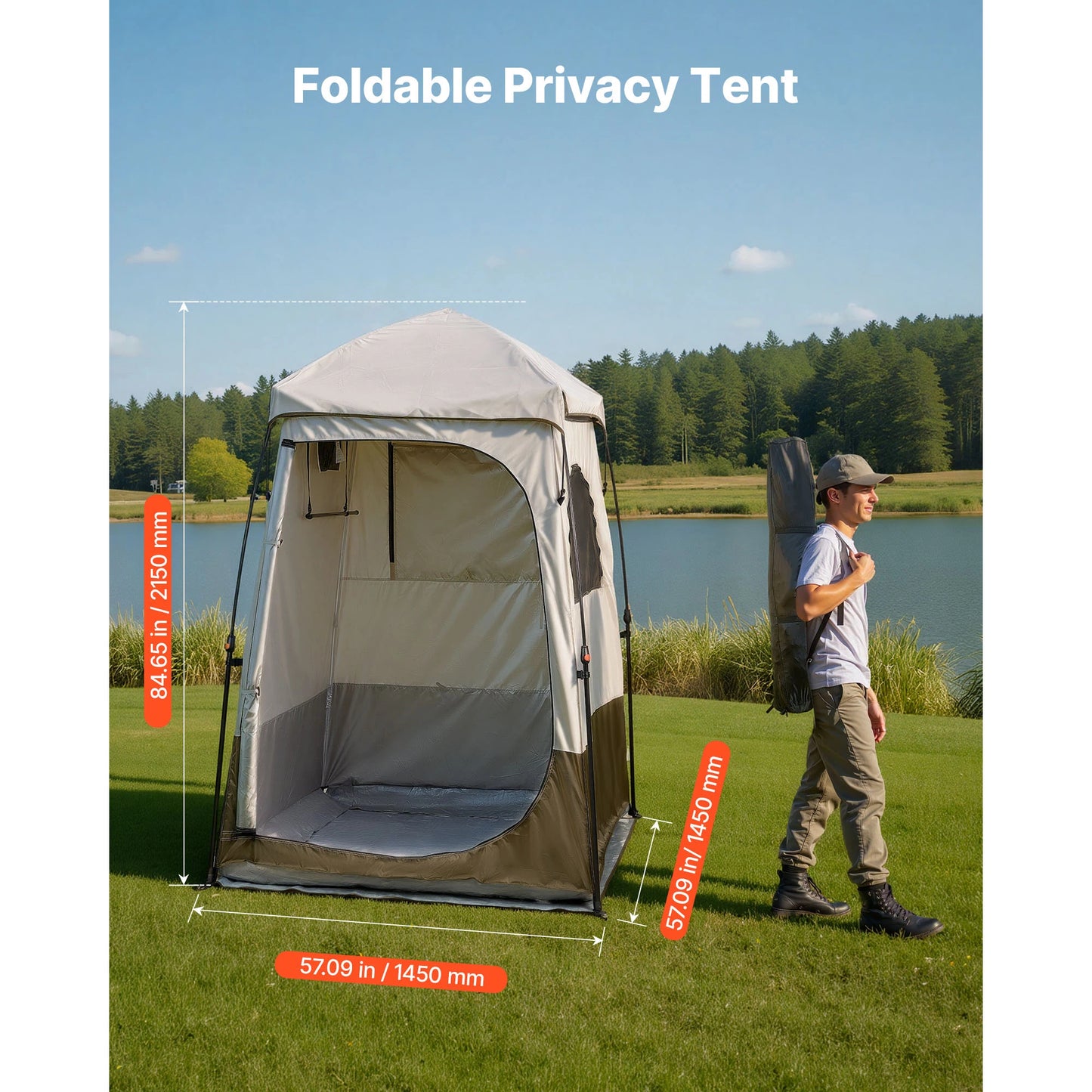 SucceBuy Camping Shower Tent 1 Room Foldable Privacy Changing Room Crossbar