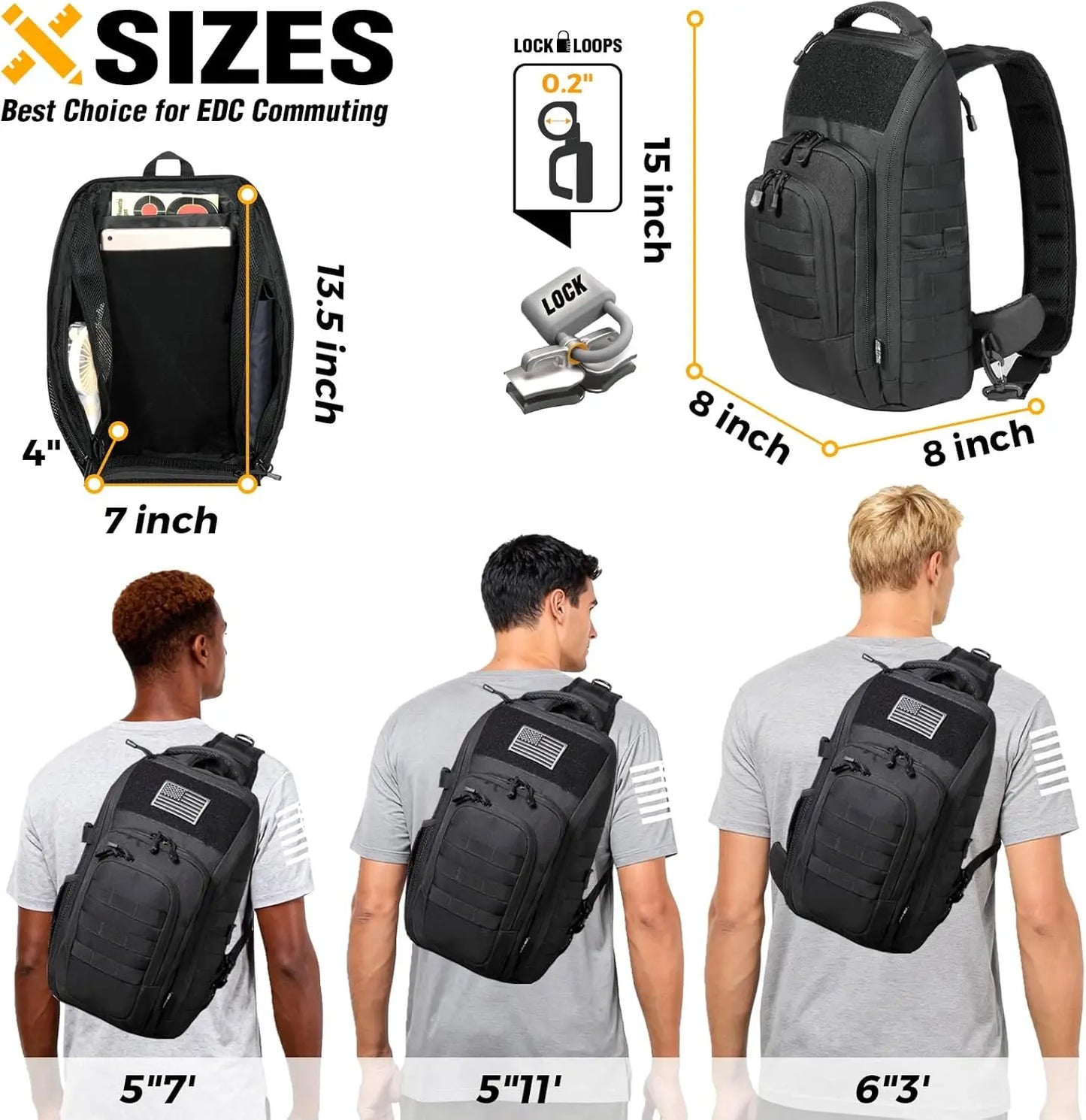 XMSJ DBTAC Tactical EDC Backpack For Everyday Carry And Travel