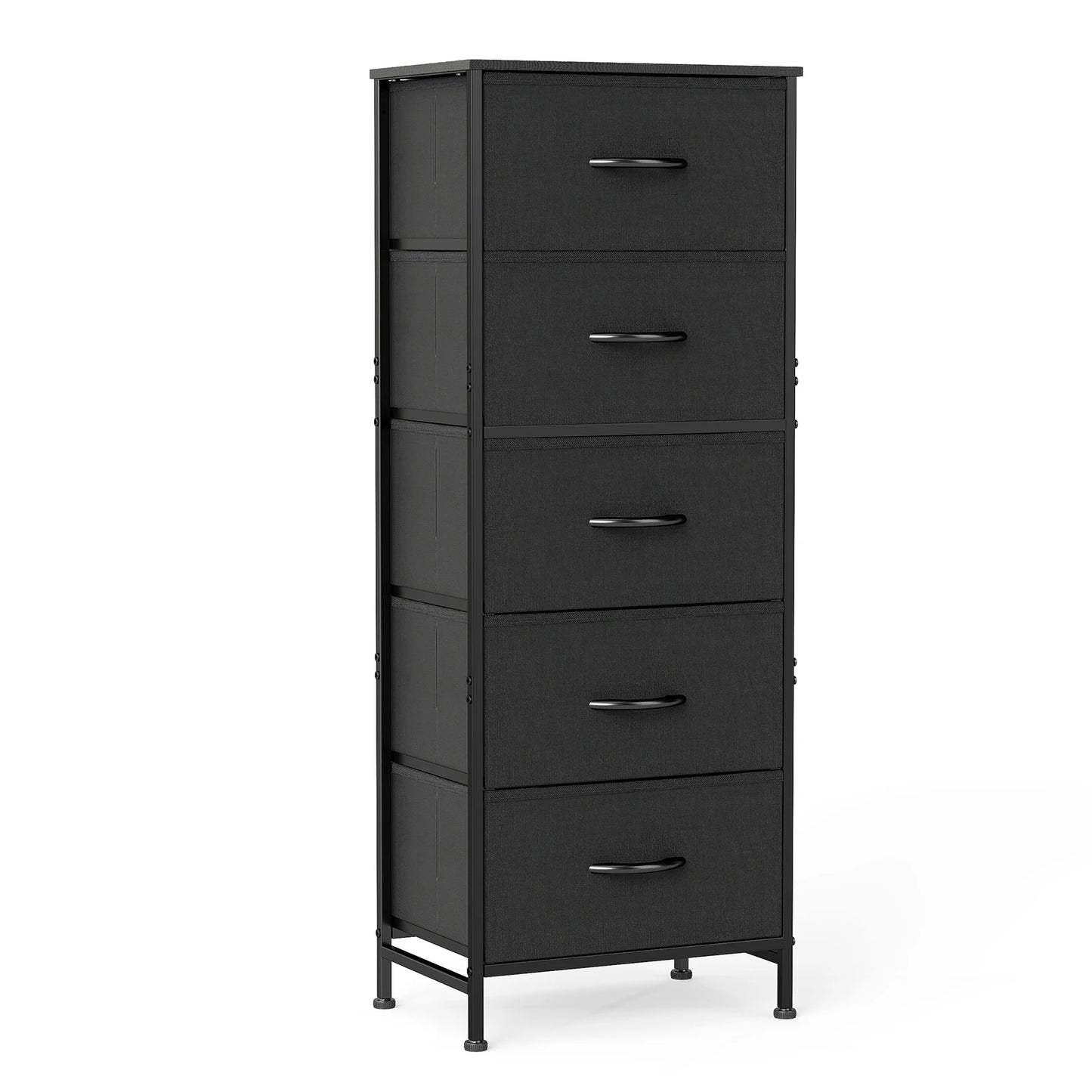 JHK Five Fabric Drawers Bedroom Dresser With Steel Frame