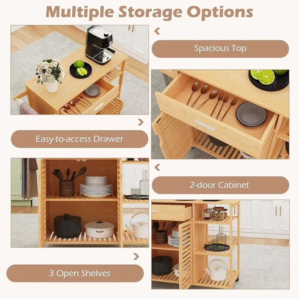 DAFIFY Rolling Kitchen Island Cart With Butcher Block