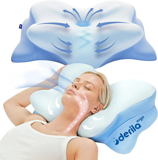 Ergonomic Cervical Neck Pillow for Sleeping, Memory Foam Contour Design for Back and Side Sleepers, 21.25x14.17x4.72 Inches