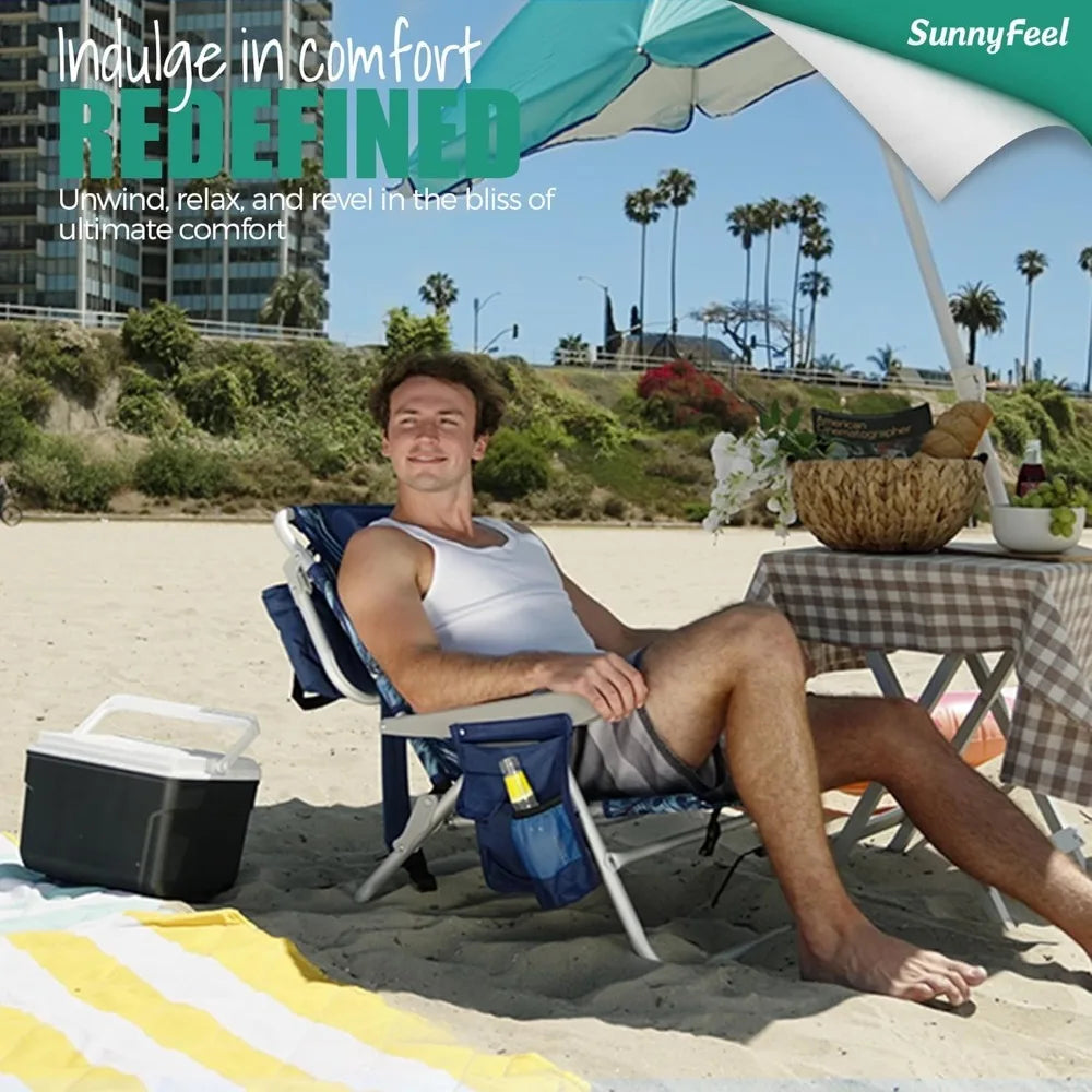 CQ Beach Chair Portable Folding Backpack With Cooler