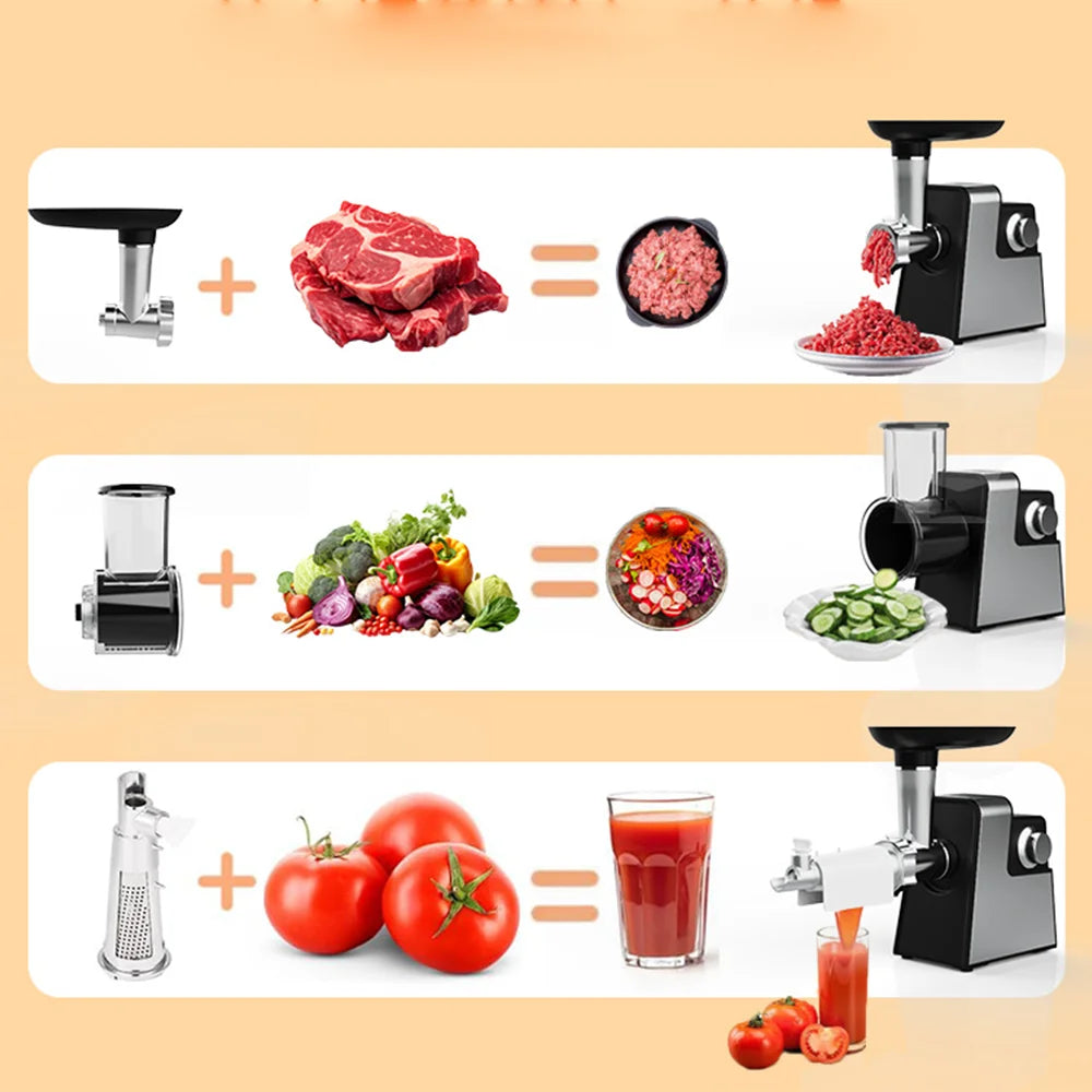 Stainless Steel Meat Grinder And Kitchen Machine Slicer Sausage Filler