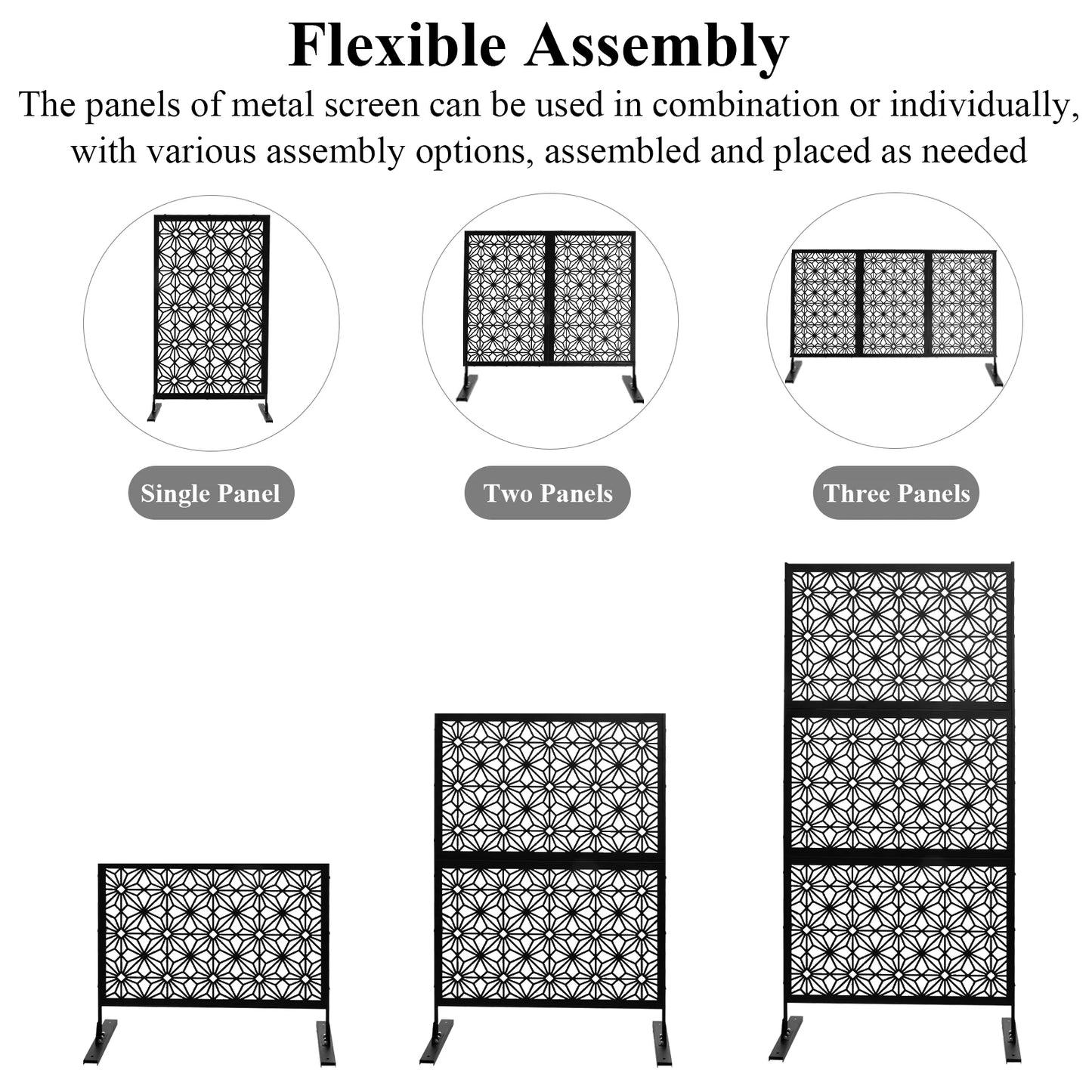 Outdoor Privacy Panel Freestanding Metal Screen With Stand