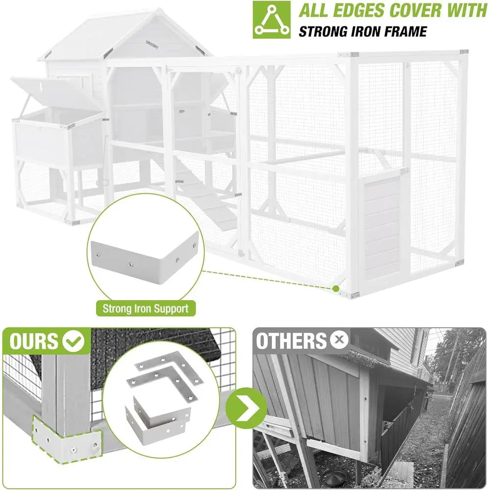 Wooden Chicken Coop With Run And Nesting Boxes For 10 To 15 Chickens