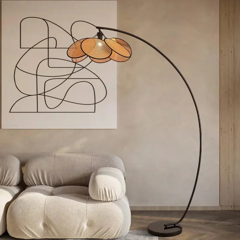 Features Rattan LED Floor Lamp For Living Room