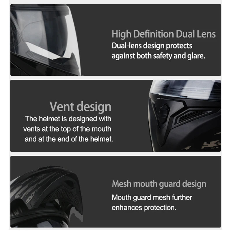 UCHOOSE DOT Motorcycle Helmet Four Seasons Off Road Modular