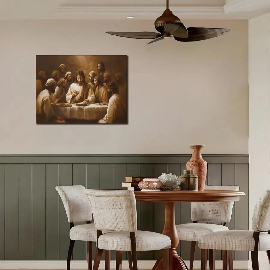 Jesus Canvas Wall Art Last Supper Christian Decor Dining Room