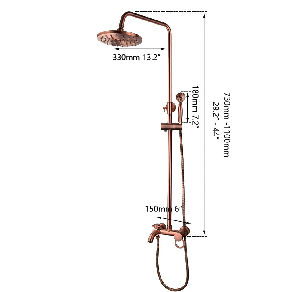 Torayvino Brass Rain Shower System Wall Mounted Bath Mixer