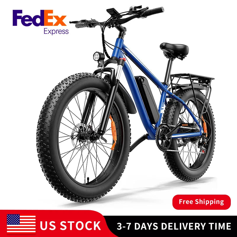 Electric Fat Tire Bike 1000W 48V 15Ah Disc Brake Ebike