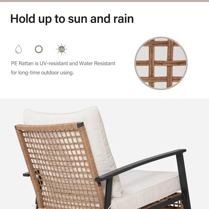 Rocking Bistro Set Outdoor Patio Furniture With Cushions And Table