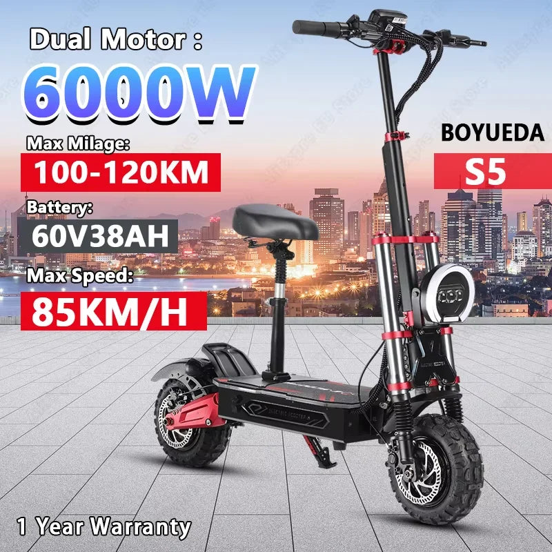 Boyueda S5 Electric Scooter 60V 38Ah Battery Off Road