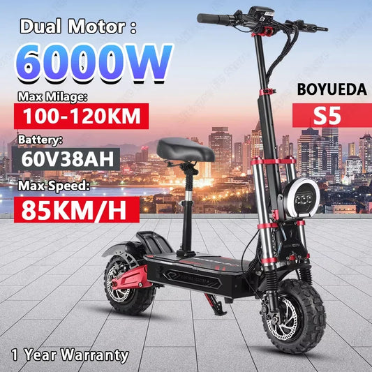 Boyueda S5 Electric Scooter 60V 38Ah Battery Off Road