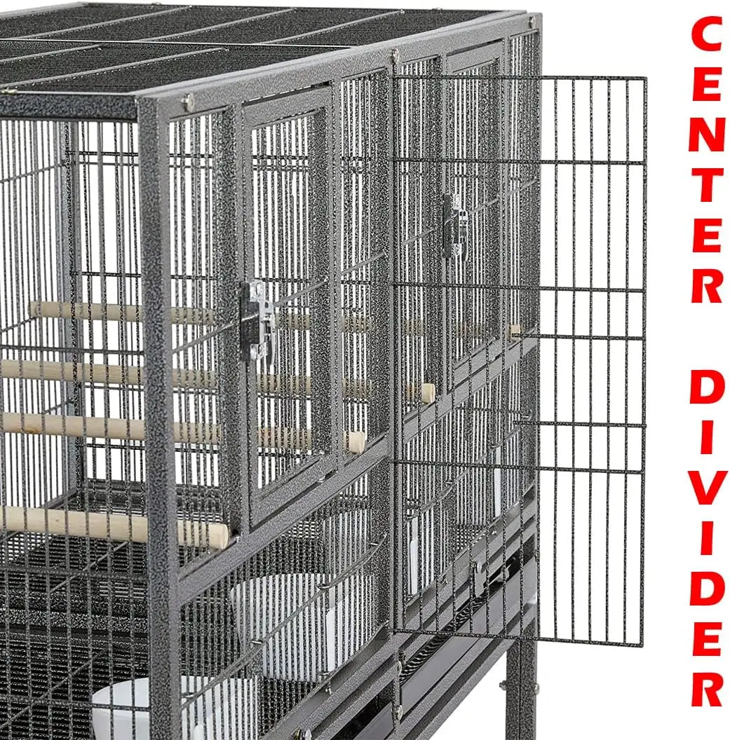 Combo Breeding Stacker Center Divided Breeder Bird Flight Double Rolling Cage with Side Breeding Nest