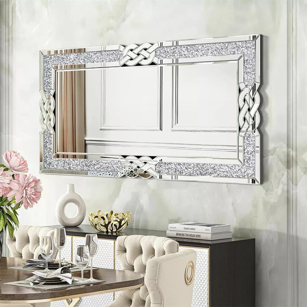 Wisfor Crushed Diamond Wall Mirror With Crystal Frame Edge