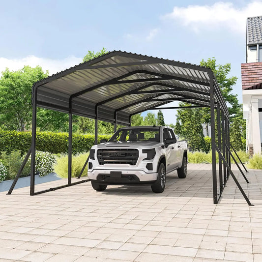 12'X20' Heavy Duty Carport Canopy Galvanized Steel Roof with Reinforced Stable Triangle Frame for Snowy Conditions,Customized