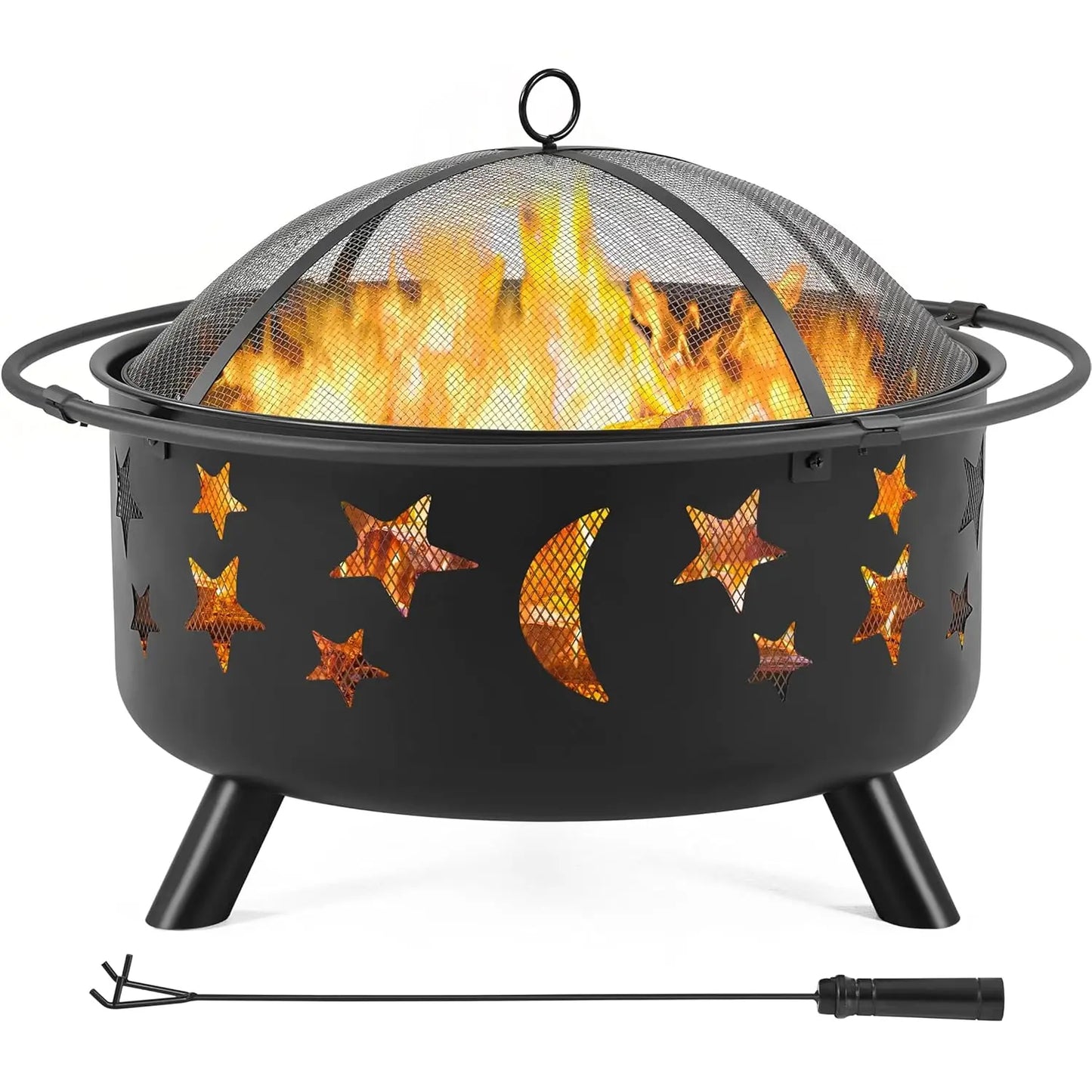 Fire Pit 30in Fire Pits for Outside Wood Burning Outdoor Fireplace with Spark Screen, Poker for Bonfire Patio, Customized