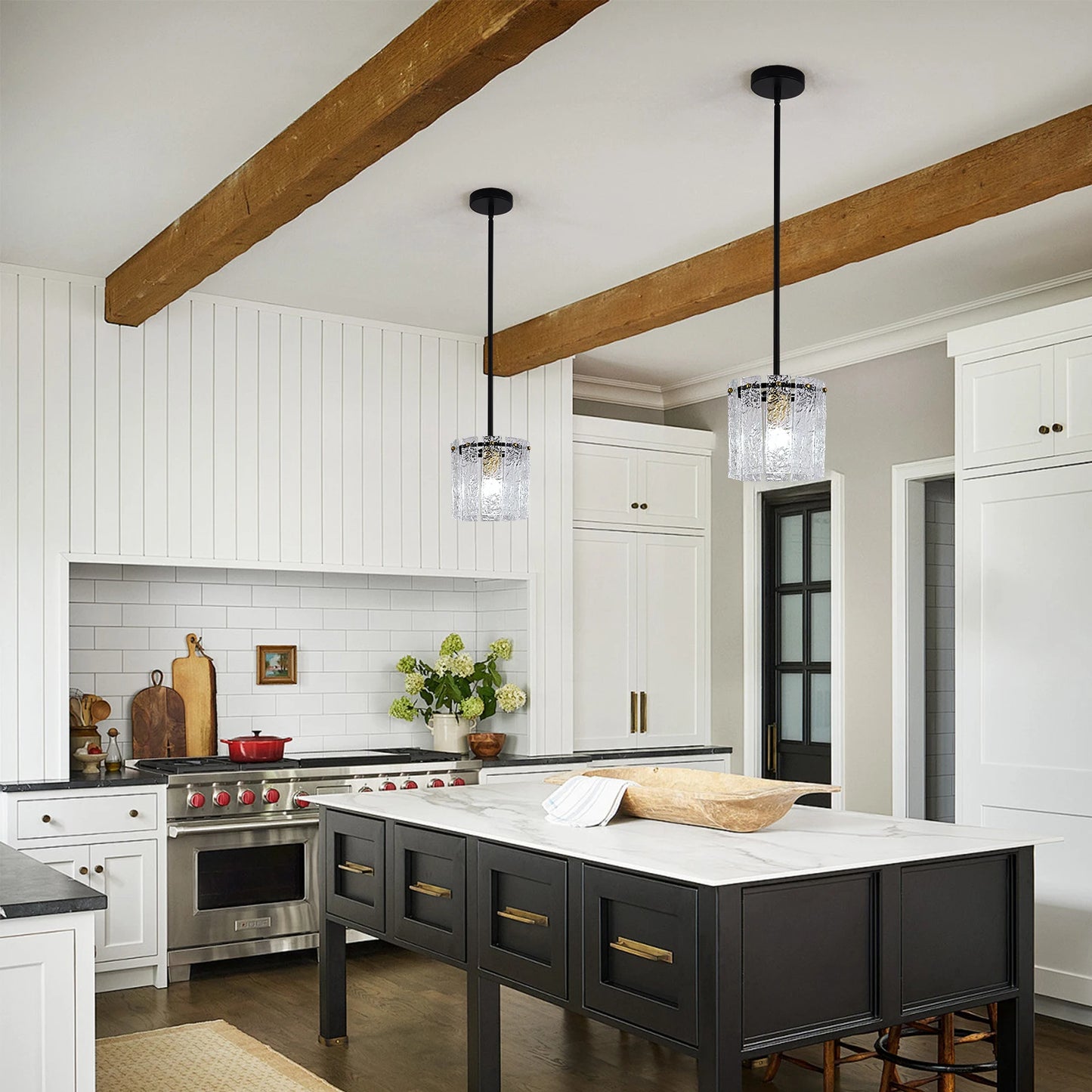 VETRULUS Crystal Glass Pendant Ceiling Light Modern Bedroom Lamp