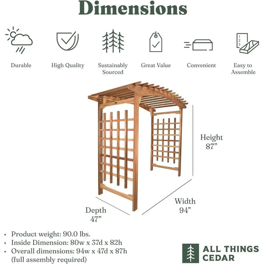 Pagoda Arbor Garden Arch Trellis In Western Red Cedar