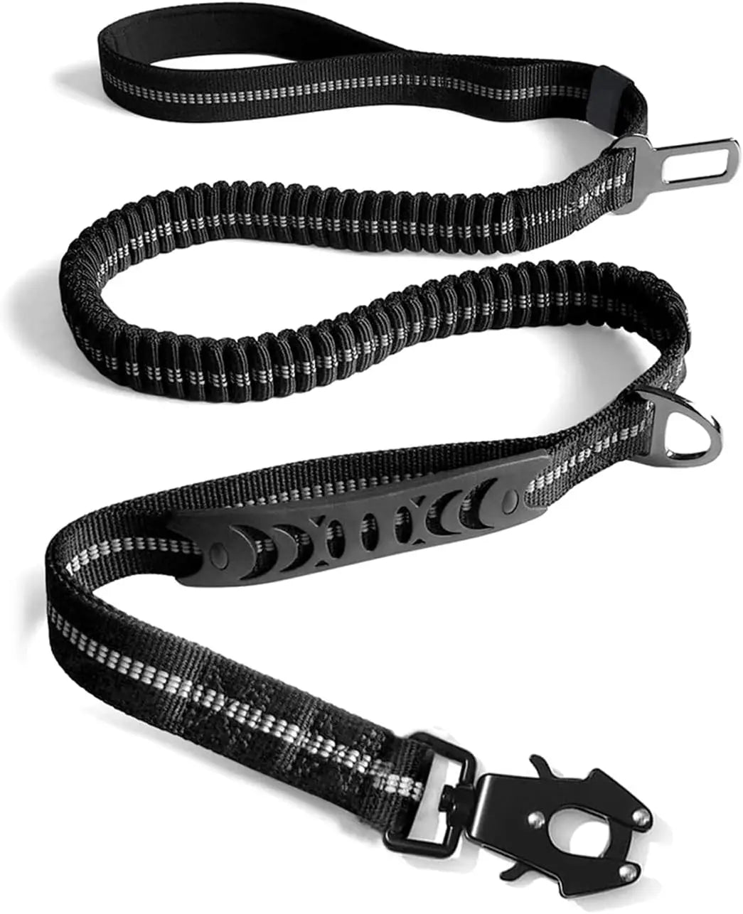 Reflective Shock Absorbing Tactical Dog Leash With Car Seatbelt