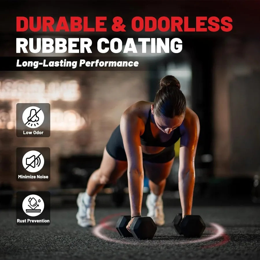 Rubber Encased Dumbbell Set For Home Gym Exercise Essentials