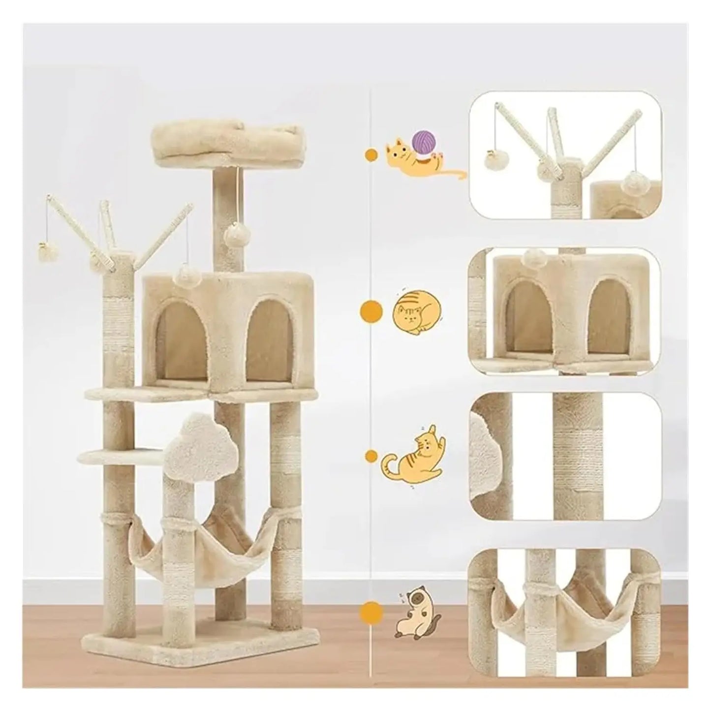 Cat Tower Climbing Tree With Integrated Shelf And Jumping Platform