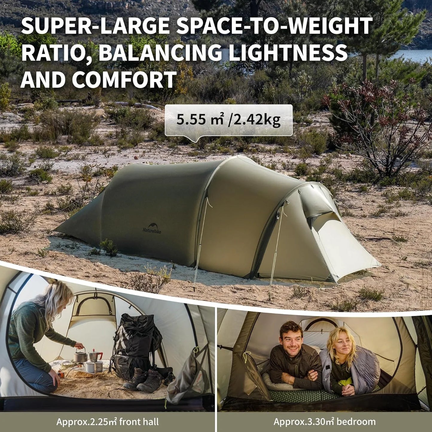 Naturehike Opalus UL Tunnel Tent 4-Season Lightweight Hiking