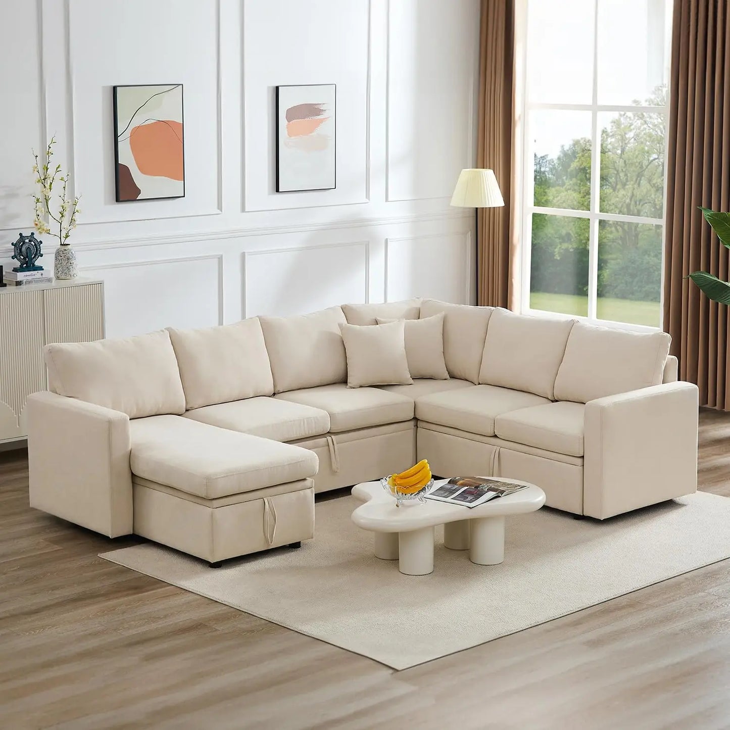 DAFIFY Cloud U-Shaped Sectional Sofa With Pull-Out Bed
