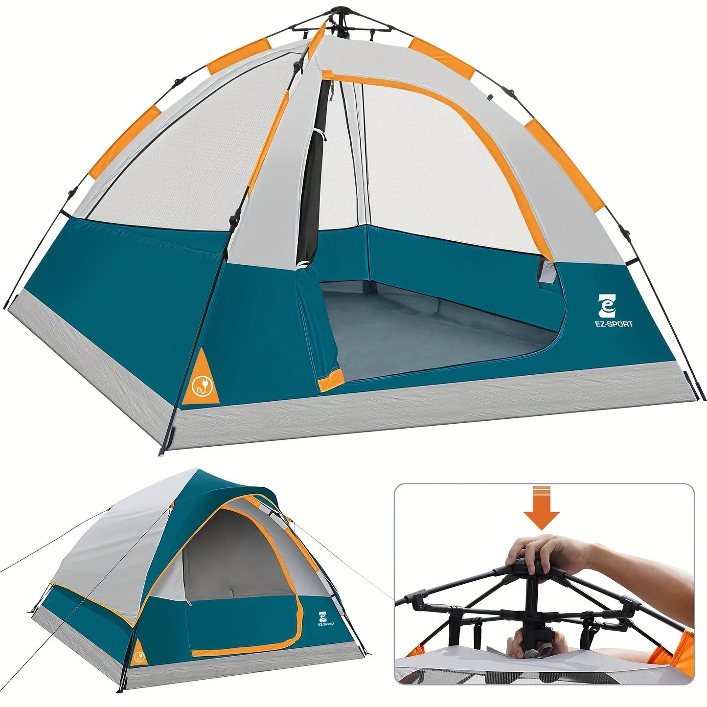 Pop Up Camping Tent - 4 Person Instant Easy Set Up Tent with Removable Rain Fly, Waterproof Windproof for Outdoor Camping