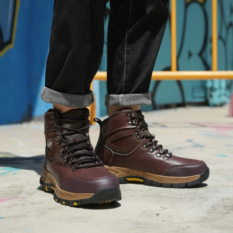 VEIGAR Indestructible Waterproof Leather Work Safety Boots For Men AntiPuncture