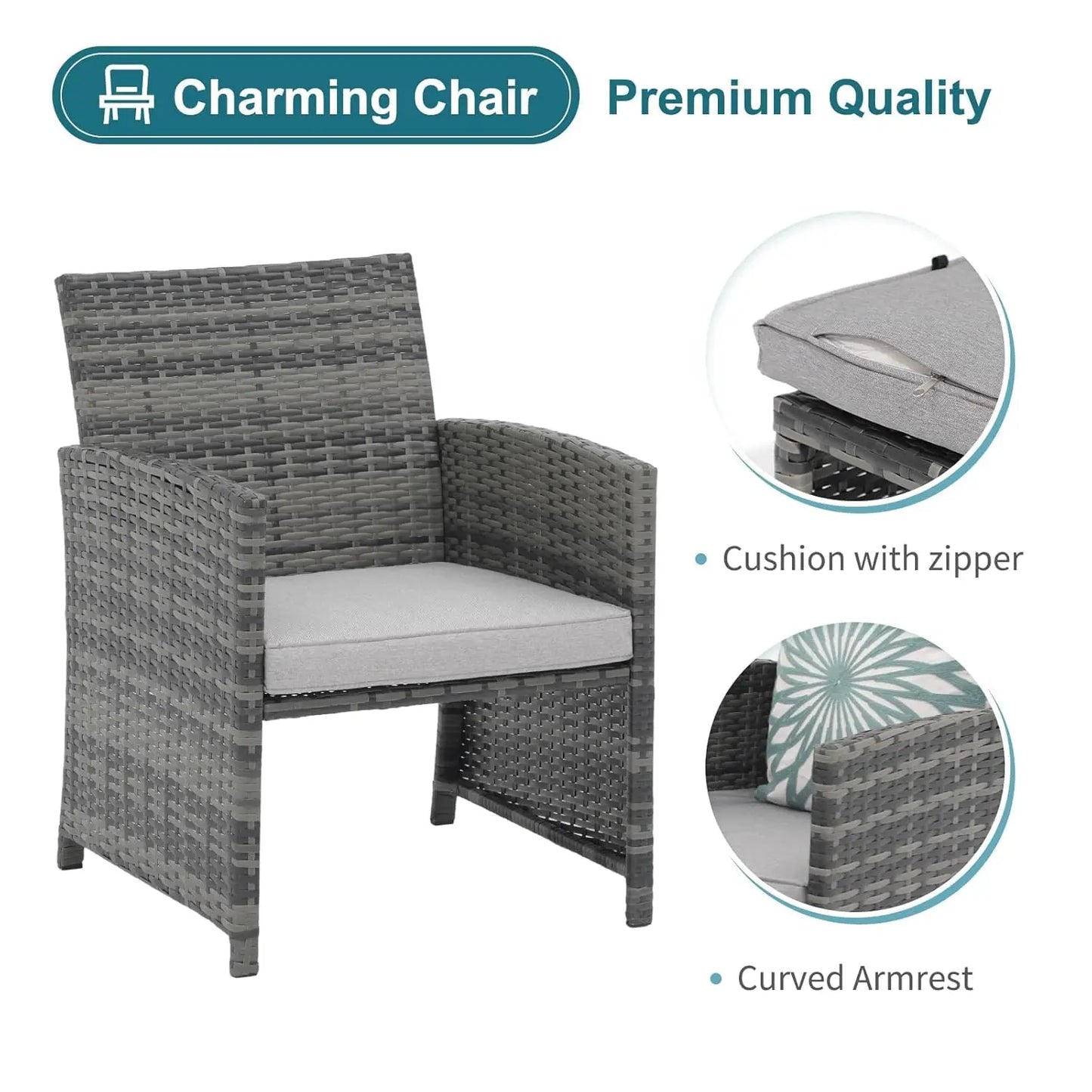 5 Piece Patio Set Wicker Outdoor Conversation Chair And Ottoman