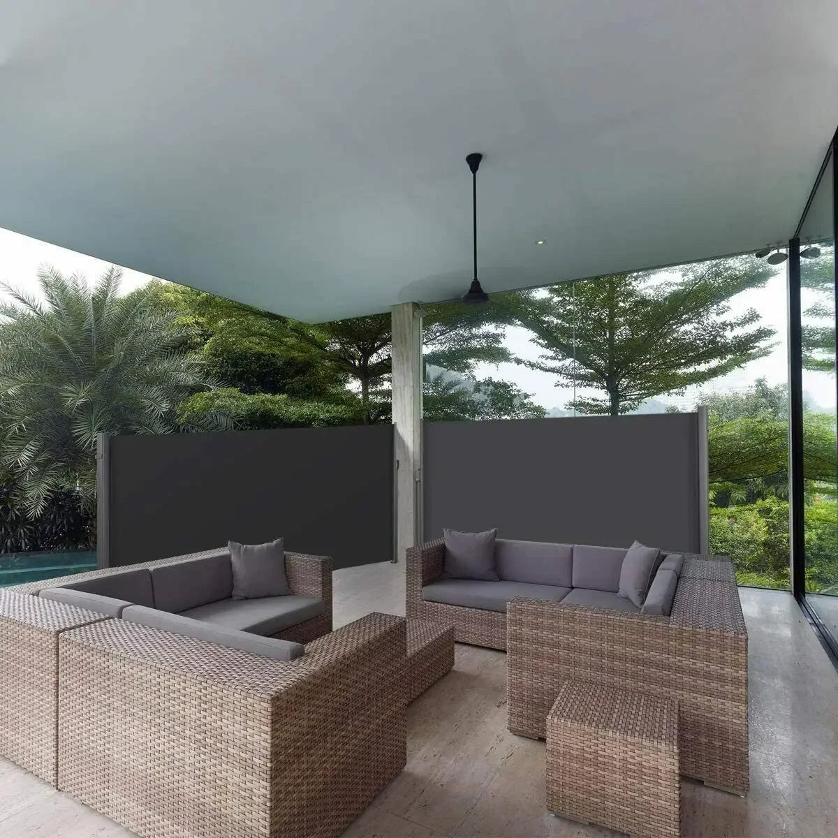 Retractable Side Awning for Outdoor Patio Privacy Screen and Shade
