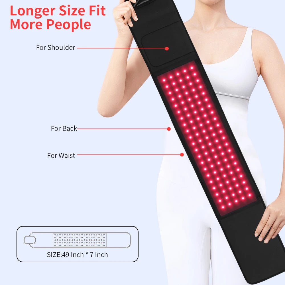 Red Light Blet Infrared Light Wrap for Body Pain Relief for Waist Back Stomach Muscle Repair, Decrease Inflammation, Speed Heal