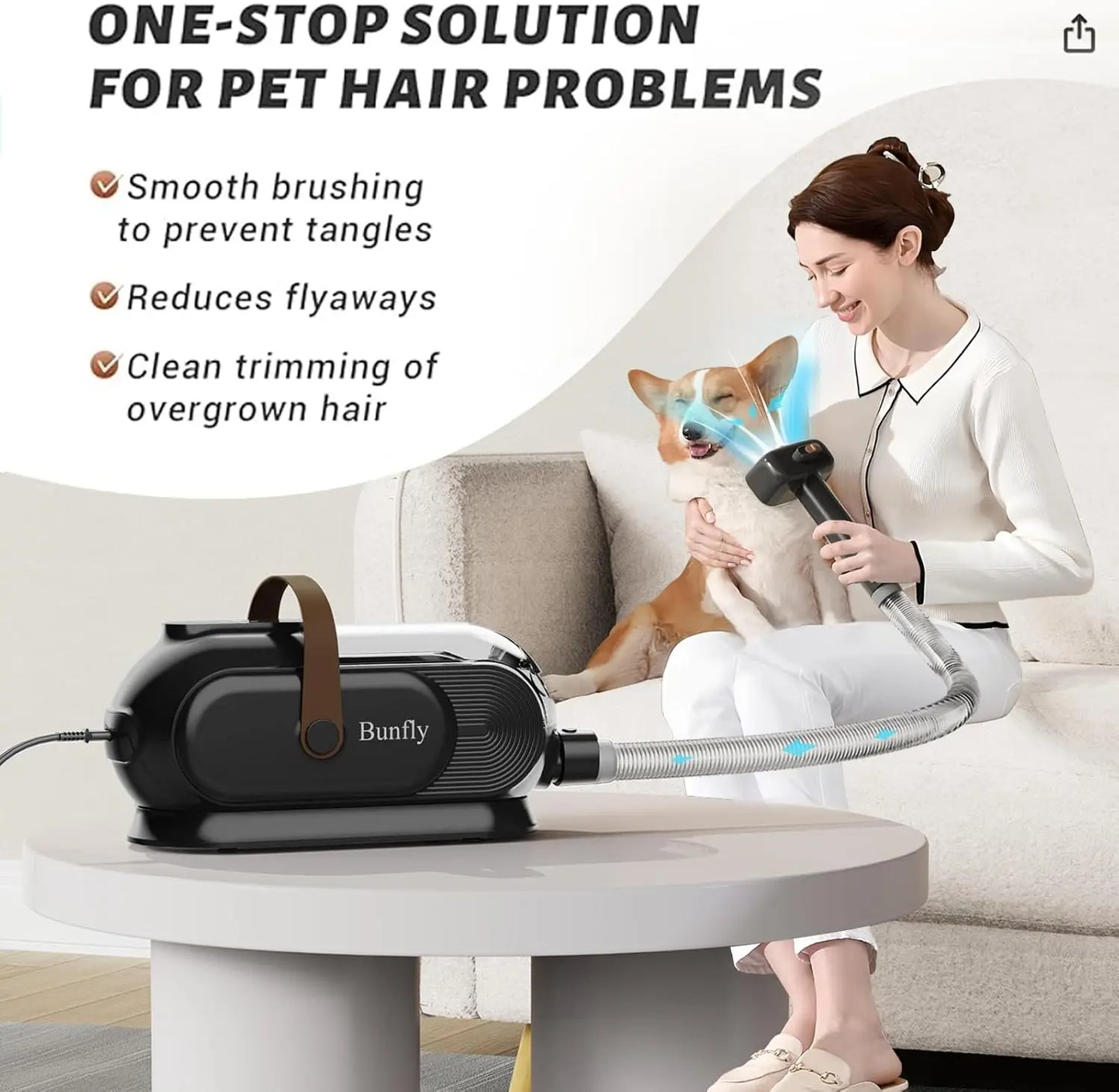 Pet Grooming Vacuum Kit With 13000kPa Suction For Home