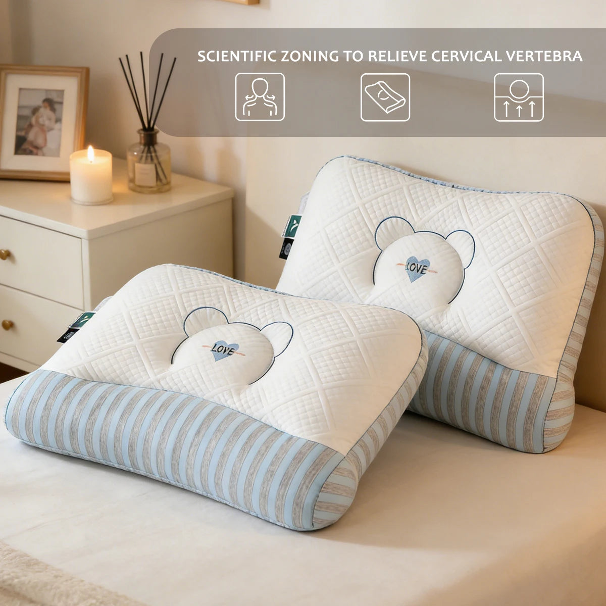 Cooling Sleep Pillow with Neck Support, Featuring a Breathable and Skin-Friendly Pillowcase