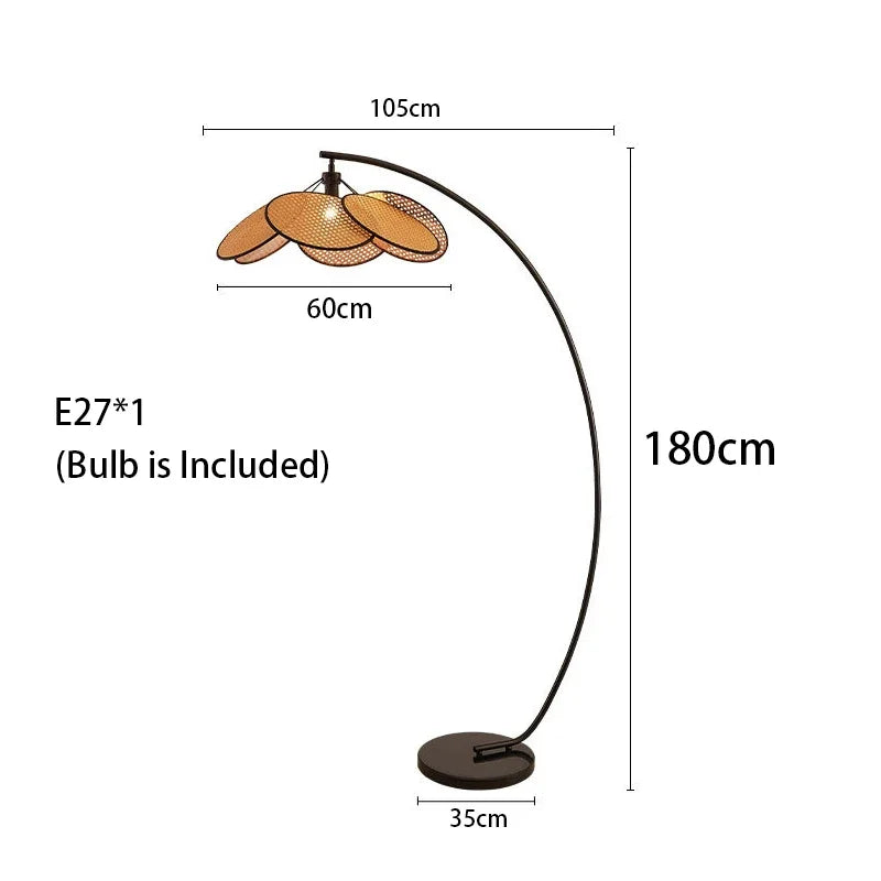 Features Rattan LED Floor Lamp For Living Room