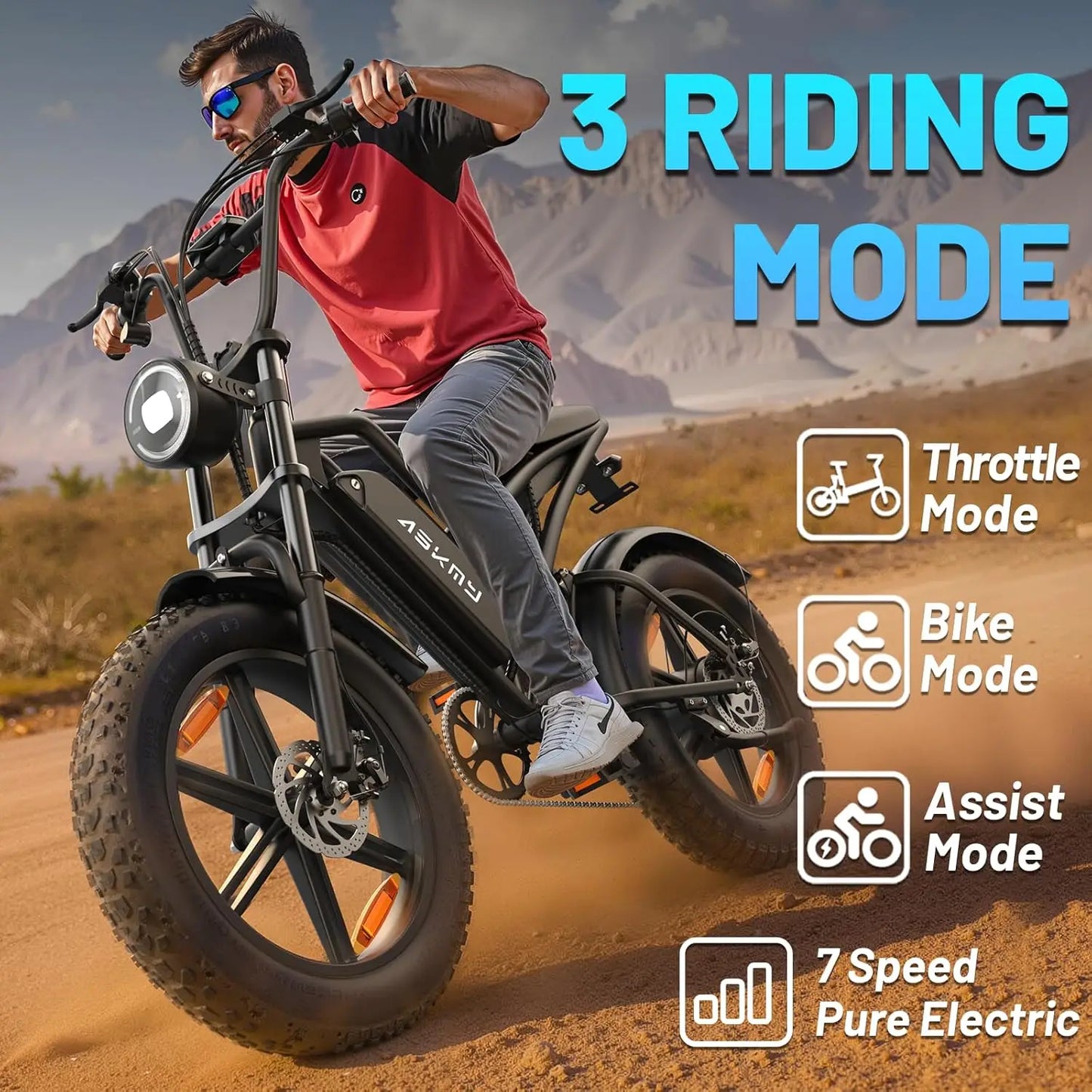 Electric Fat Tire Mountain Bike With 500W 750W 1500W Motor