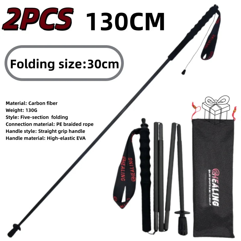 OKHEALINGCN Ultra Light Carbon Fiber Trekking Poles Folding