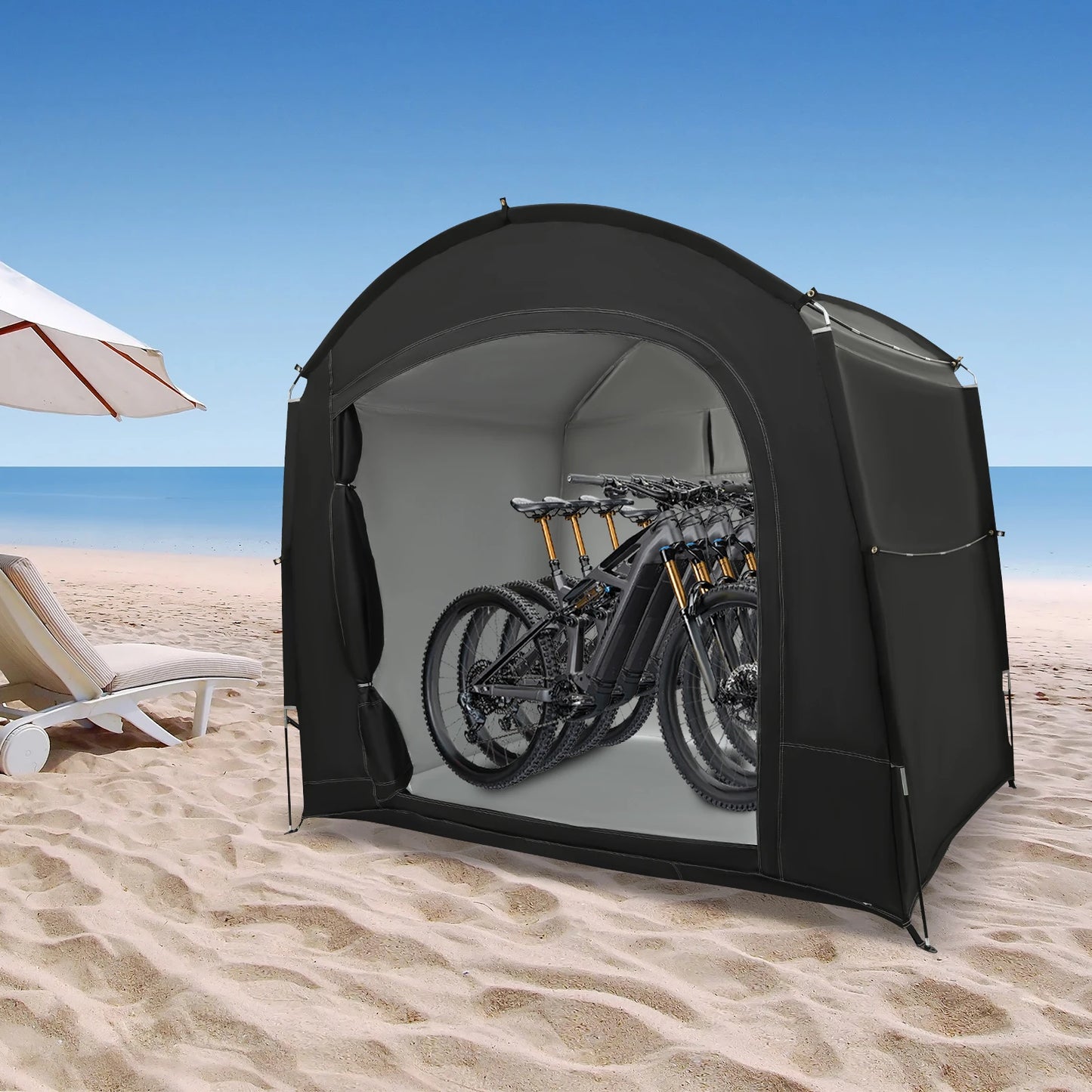 Bike Storage Shed for 1-4 Bikes Portable Waterproof Bicycle Shelter Tent 220x150x185cm 210D Oxford Cloth Foldable Sunshade Cover