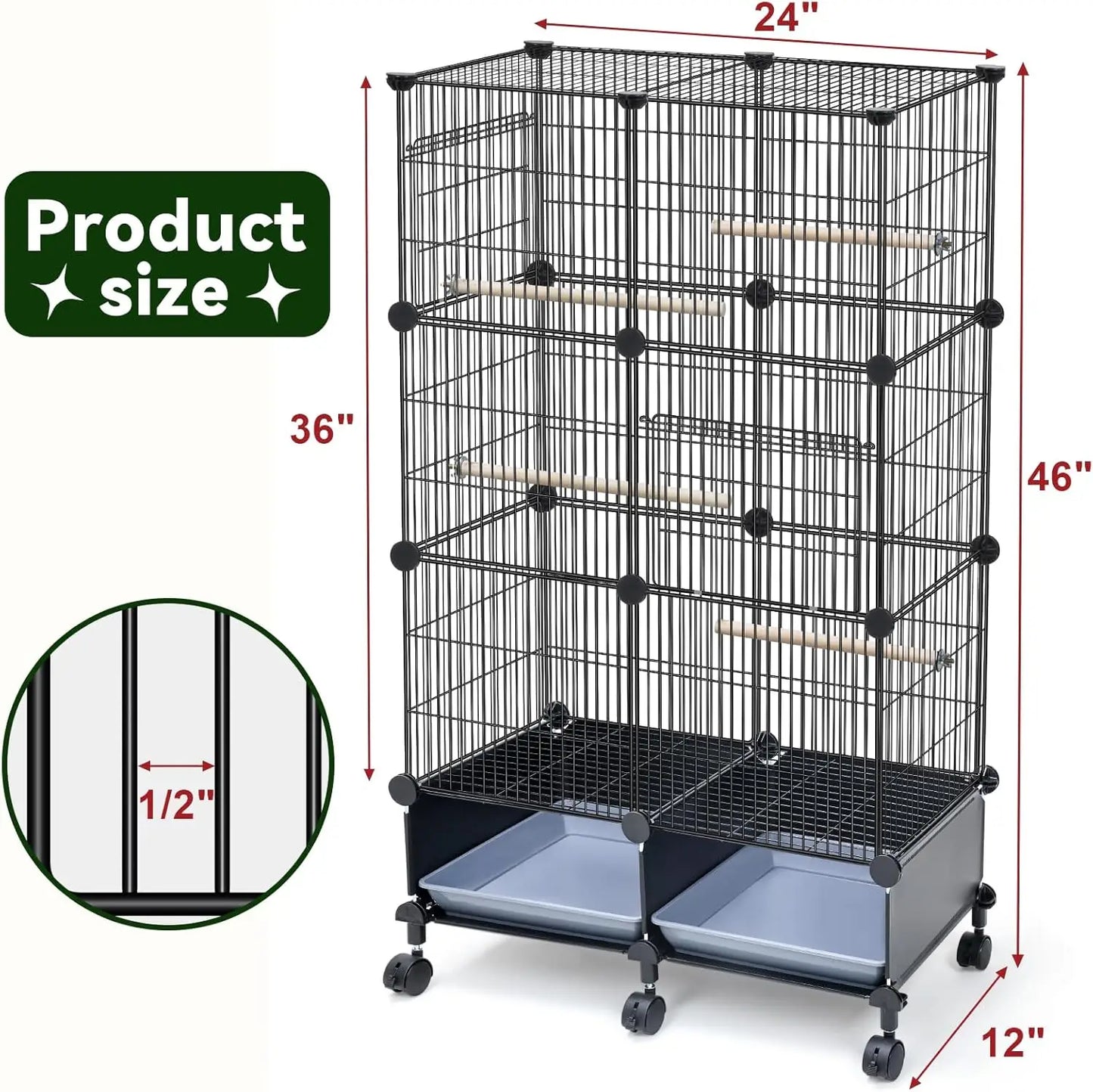 Parrot Cage With Wood Perches And SlideOut Tray Access