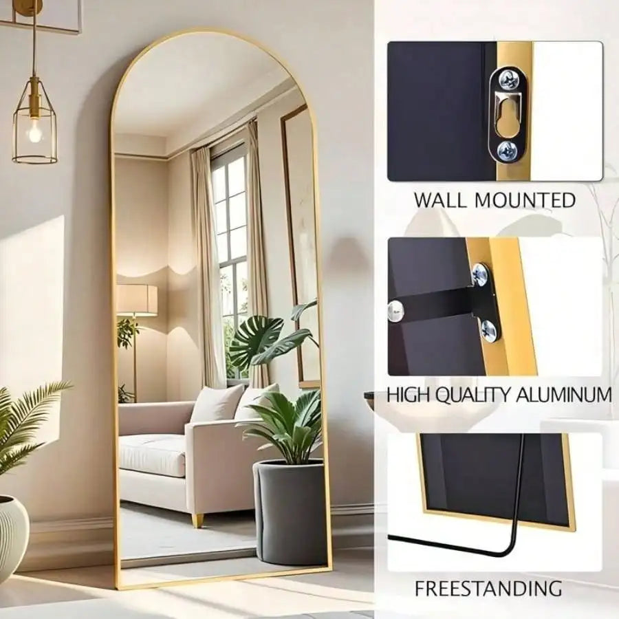 Arched Full Length Mirror Floor Wall Mount Elegant Decor