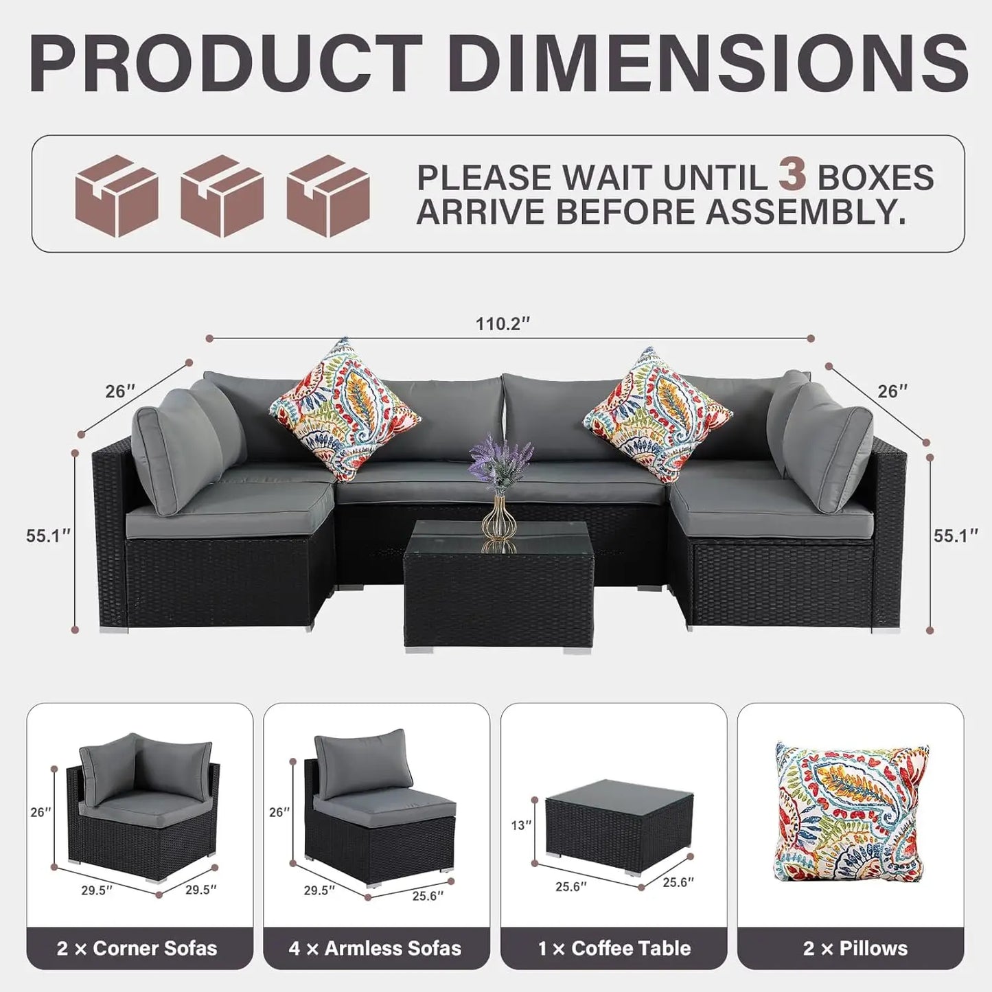 7-Piece Outdoor Patio Furniture Set Handwoven All-Weather Rattan