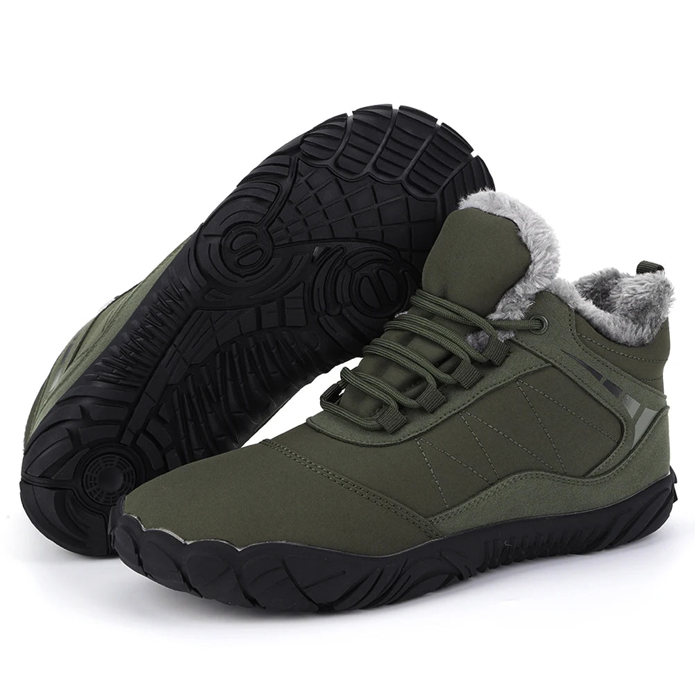 Winter Plush Boots Barefoot Snow Boots Non Slip Wide Toe Box Barefoot Shoes Outdoor Trekking Shoes for Travel Climbing
