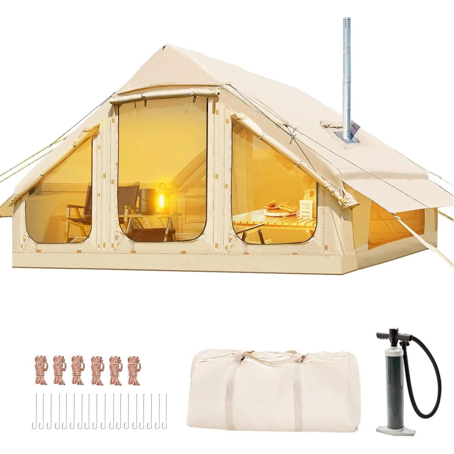 Inflatable Family Tent For Up To Six With Skylight And Waterproof Oxford Cloth