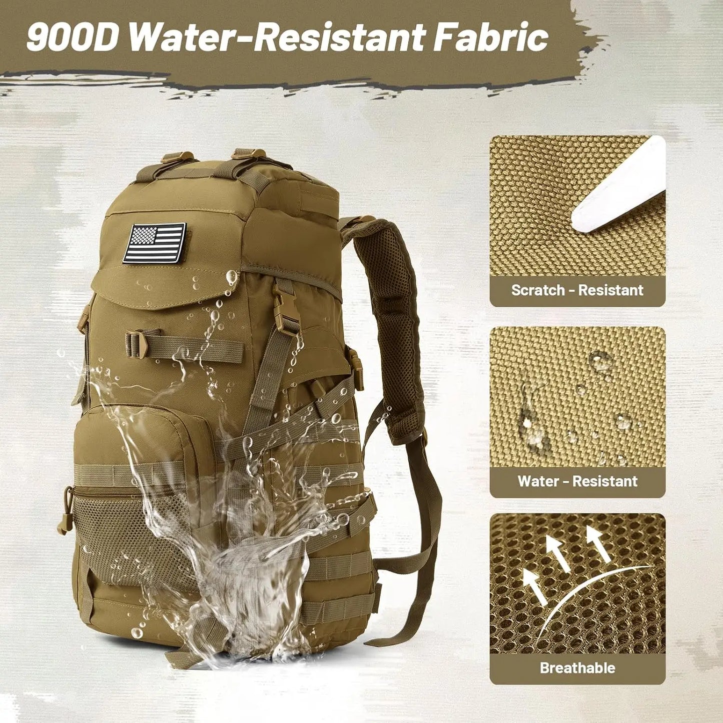 XMSJ Tactical Backpack Water-Resistant Molle Rucksack
