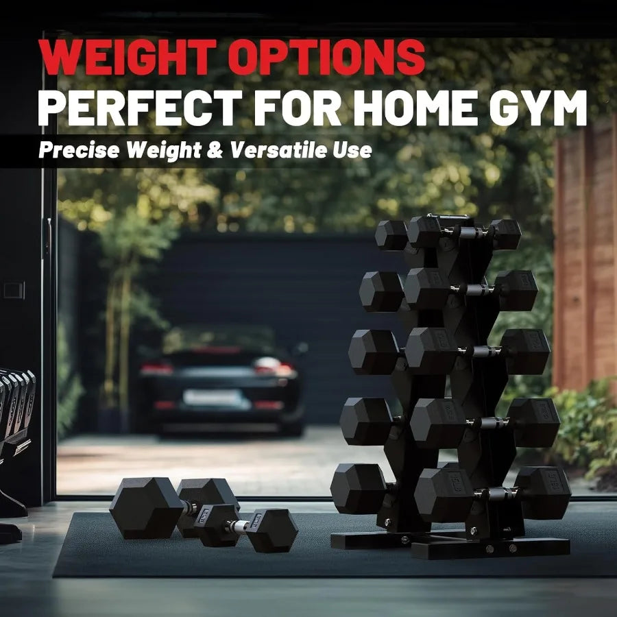 Rubber Encased Dumbbell Set For Home Gym Exercise Essentials