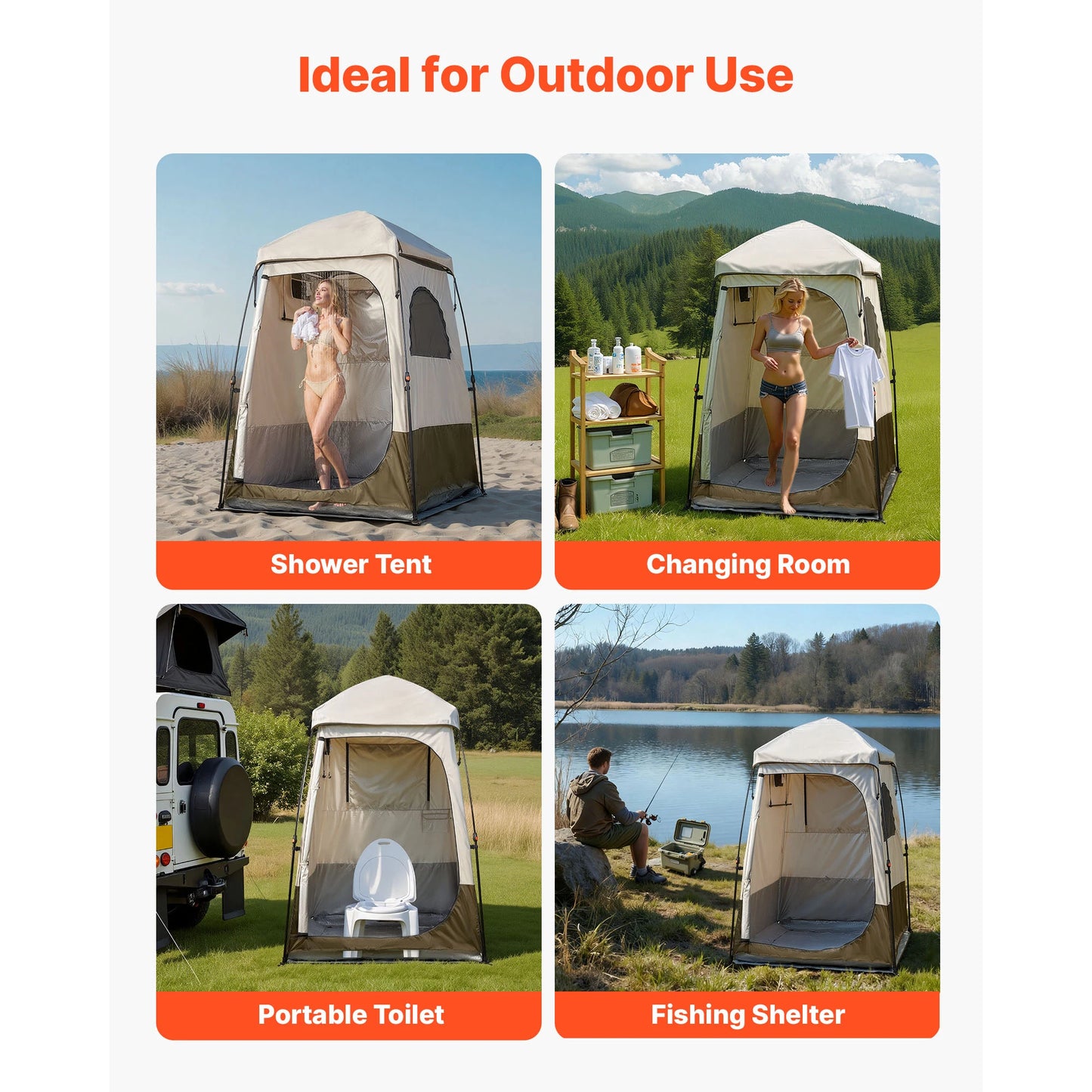 SucceBuy Camping Shower Tent 1 Room Foldable Privacy Changing Room Crossbar