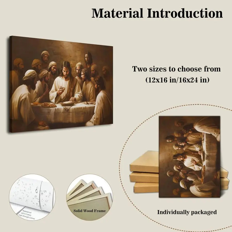 Jesus Canvas Wall Art Last Supper Christian Decor Dining Room